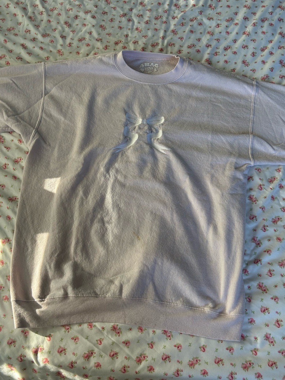 Anac Lavender Crewneck Sweatshirt with Chest Embroidery
